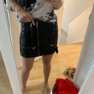 ALLSAINTS EUC double zip leather skirt